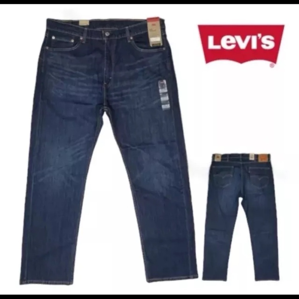 LEVIS Mens 38X32 Jeans 505 Straight Leg Dark Wash Denim Stretch